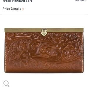 Patricia‎ Nash brown floral tooled leather Cauchy Wallet